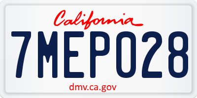 CA license plate 7MEP028