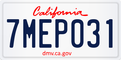 CA license plate 7MEP031