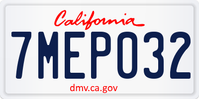CA license plate 7MEP032
