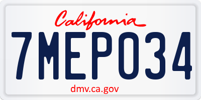 CA license plate 7MEP034