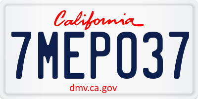 CA license plate 7MEP037