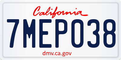 CA license plate 7MEP038