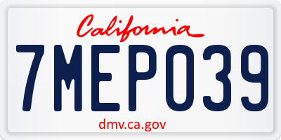 CA license plate 7MEP039