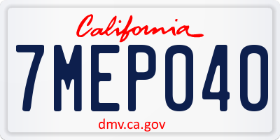 CA license plate 7MEP040