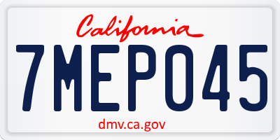 CA license plate 7MEP045