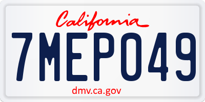 CA license plate 7MEP049
