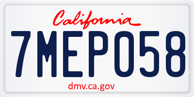 CA license plate 7MEP058