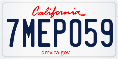 CA license plate 7MEP059