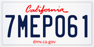 CA license plate 7MEP061