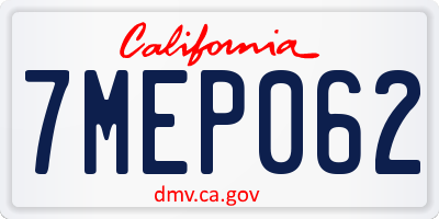 CA license plate 7MEP062
