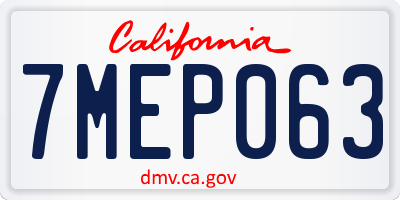 CA license plate 7MEP063