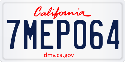 CA license plate 7MEP064