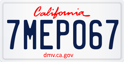 CA license plate 7MEP067