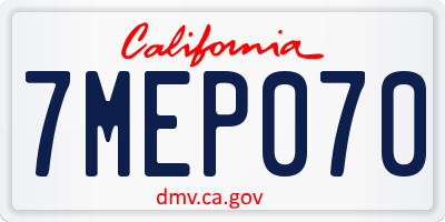 CA license plate 7MEP070