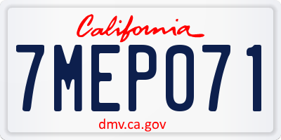 CA license plate 7MEP071