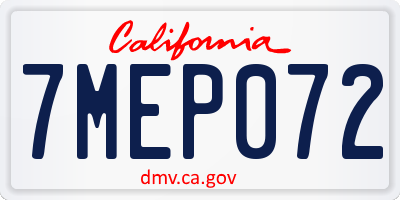 CA license plate 7MEP072
