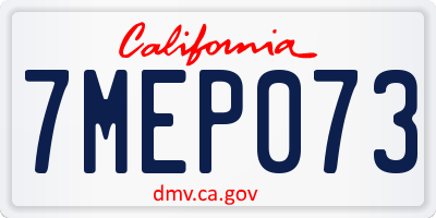 CA license plate 7MEP073