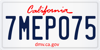 CA license plate 7MEP075