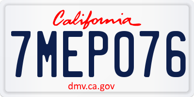 CA license plate 7MEP076
