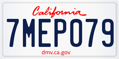 CA license plate 7MEP079