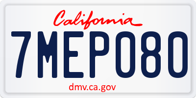 CA license plate 7MEP080