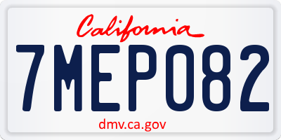 CA license plate 7MEP082