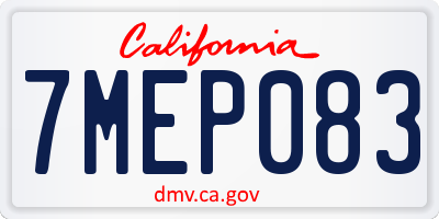 CA license plate 7MEP083