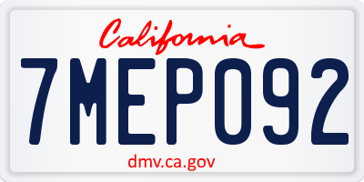 CA license plate 7MEP092