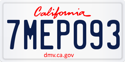 CA license plate 7MEP093