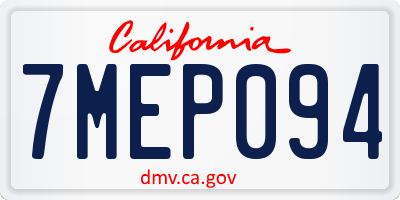 CA license plate 7MEP094