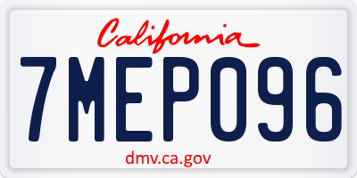 CA license plate 7MEP096