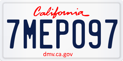 CA license plate 7MEP097