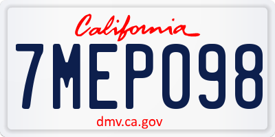 CA license plate 7MEP098