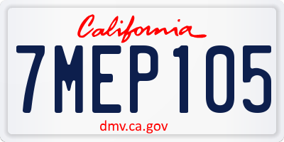 CA license plate 7MEP105