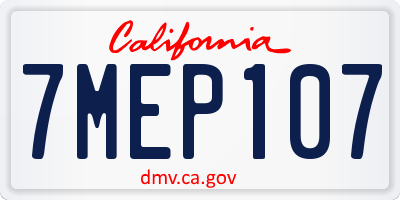 CA license plate 7MEP107