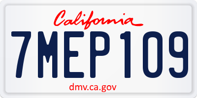 CA license plate 7MEP109