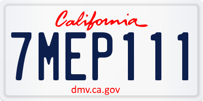 CA license plate 7MEP111