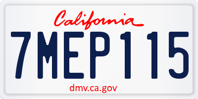 CA license plate 7MEP115