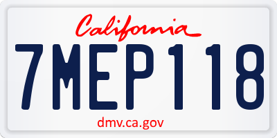 CA license plate 7MEP118