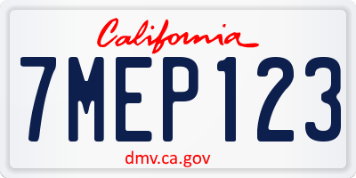 CA license plate 7MEP123