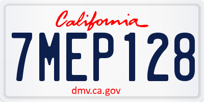 CA license plate 7MEP128