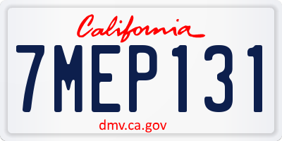 CA license plate 7MEP131