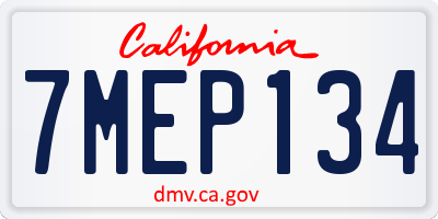 CA license plate 7MEP134