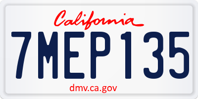 CA license plate 7MEP135
