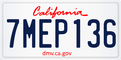 CA license plate 7MEP136