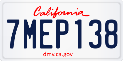 CA license plate 7MEP138