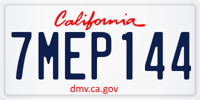 CA license plate 7MEP144