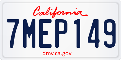 CA license plate 7MEP149