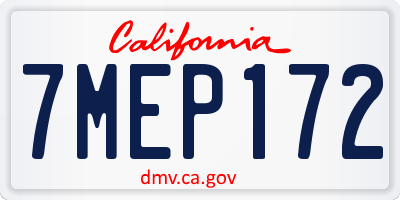 CA license plate 7MEP172