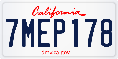 CA license plate 7MEP178